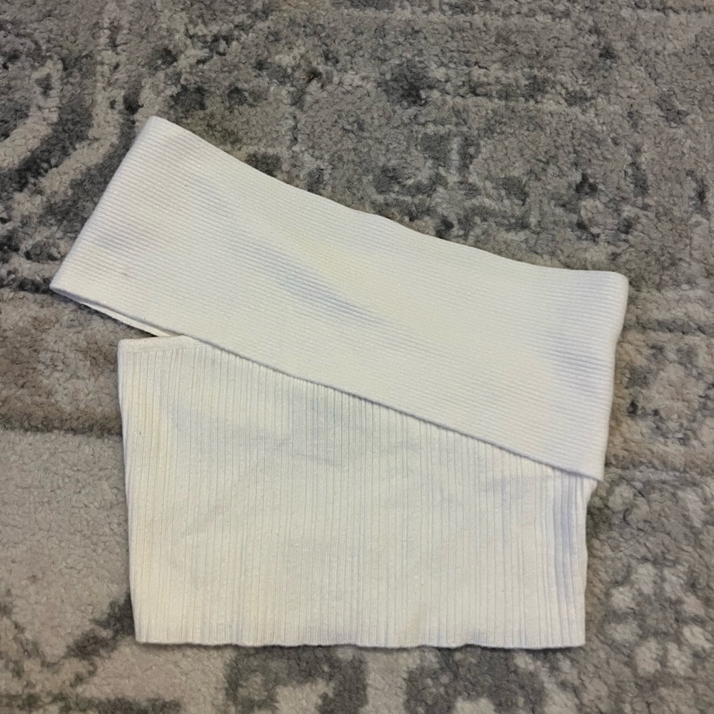 White Ribbed Off-Shoulder Top - Picture 5 of 7